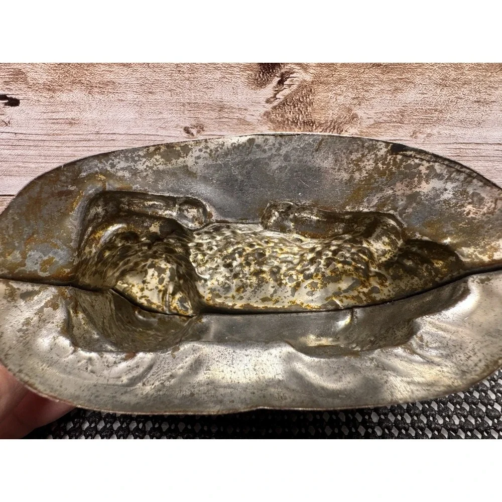 Antique German Lamb Chocolate Mold Easter Sheep Tin Metal Reiche Era